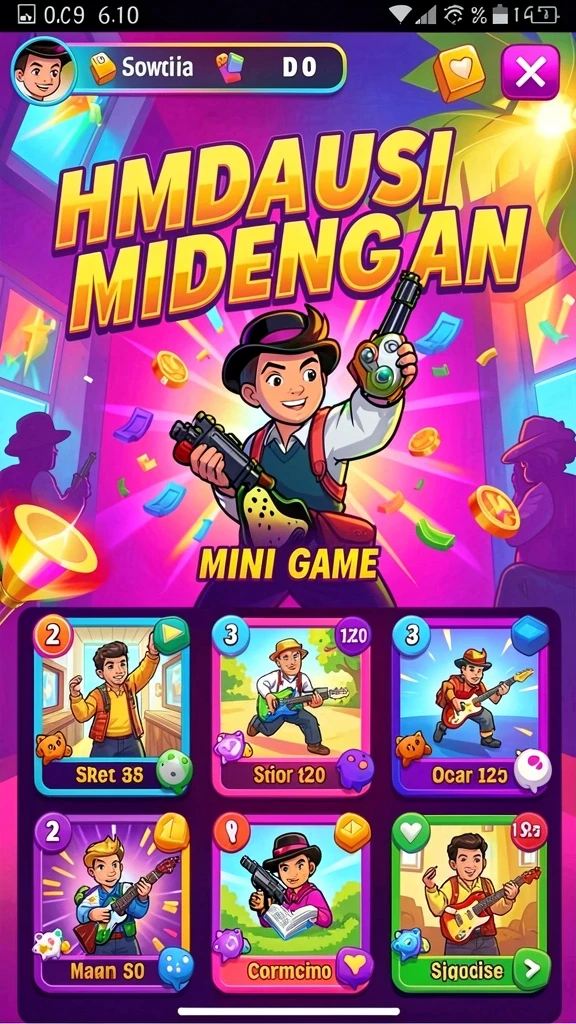 Tampilan antarmuka utama game yang menarik.