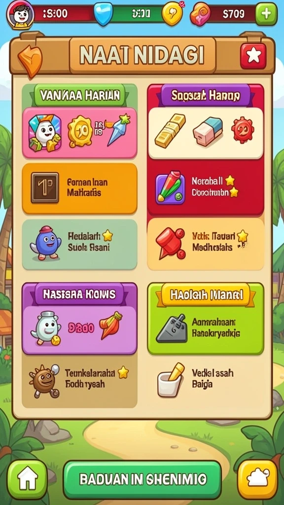 Tantangan seru di setiap level permainan.
