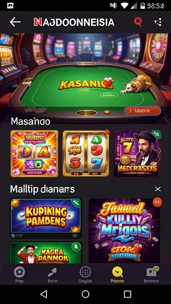 Tampilan antarmuka utama NV77 yang menarik.
